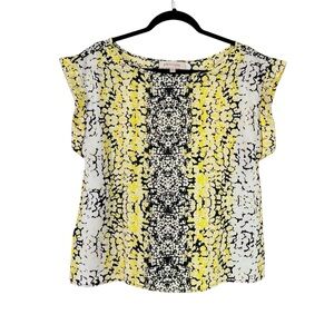 Philosophy yellow & black snake print short sleeve blouse